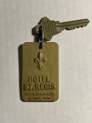 Hotel St,  Regis Motel Room Key Fob With Key Detroit Michigan Very Rare