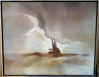Hal Singer,  Framed Mystical Seascape Oil On Canvas Painting,  24 " X 30 ",