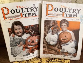2 Vintage Poultry Item Magazines With Halloween Covers,  Jols October 1934 & 1935