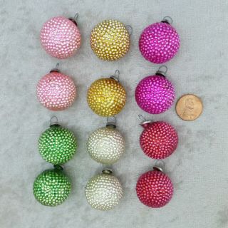 Vintage Mini Bumpy Mercury Glass Christmas Ornaments Balls Asst Colors 1 "