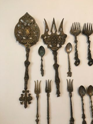 Vintage Italian Italy Bordini Decorative Serving Fork Tea Spoons Silver Plate 2