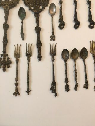 Vintage Italian Italy Bordini Decorative Serving Fork Tea Spoons Silver Plate 3