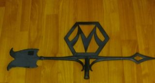 Black Metal Weather Vane Unbranded 22 7/8 " By 10 1/4 " Arrow Shaped With Letter M