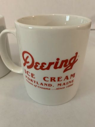Vintage Restaurant Ware Set of 2 Mugs Deering Ice Cream Portland,  Maine White 2