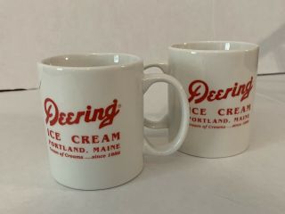 Vintage Restaurant Ware Set of 2 Mugs Deering Ice Cream Portland,  Maine White 3