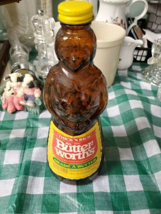 Collectible Mrs Butterworth Old Amber Glass Syrup Bottle 10”