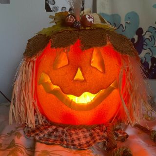Fiber Optic Pumpkin Jack O Lantern Head Light Halloween Vintage