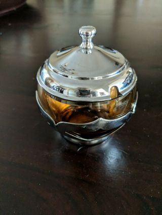 Farber Brothers Krome Kraft Amber Glass Sugar Bowl With Lid