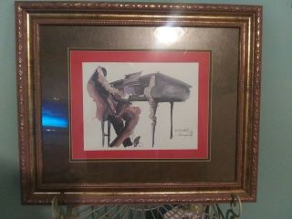 Leo Meiersdorff Watercolor Painting Jazz Piano 76 Orleans Signed