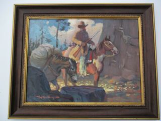 Roy Morrisey Oil Painting American Western Cowboy Landscape Horse Mountains