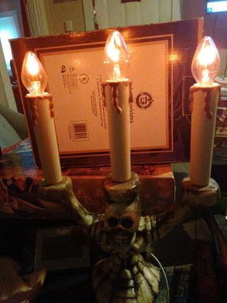 Vintage Gemmy Flickering Skeleton Candelabra Halloween Factory 2 Available - 2 -