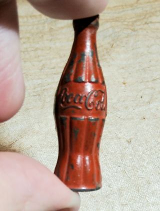 Antique Small Red Painted Metal Coca - Cola Bottle Shaped Pencil Sharpener Bavaria