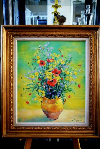 Listed Artist Andre Vignoles (1920 - 2017) French Impressionist Oil On Canvas