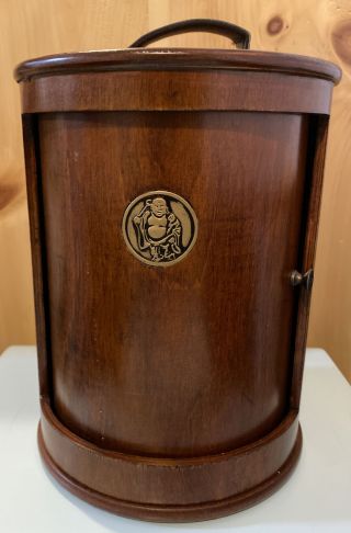 Pyrat Rum Solid Wood Display Box Round 8.  5 " H X 7.  5 " Buddha No Bottle