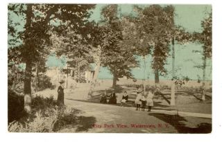 Watertown Ny - View In City Park - Postcard