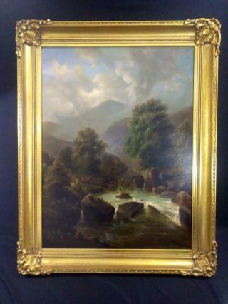 Antique American York Ny Landscape Oil Painting Hudson River Valley