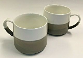 Starbucks 2014 Grey Gray White Ombre Dipped 10 Oz Coffee Cup Mugs Set Of Two