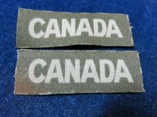 Orig Ww2 Canvas Matching Shoulder Flashes " Canada "