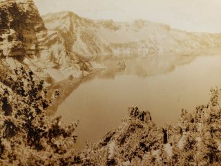 C 1935 Crater Lake Oregon Showing Phantom Ship Rppc Real Photo Eddy Postcard