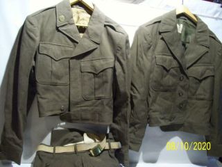 (3) Wwii Us Army Military Uniforms Jackets / Field / Wool Pants