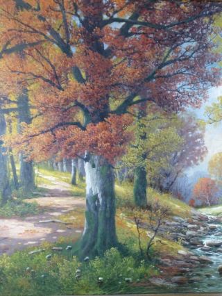 Vintage Oil Painting Landscape Trees American Impressionist Creek Mission Era 3