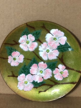 Annemarie Davidson Enamel On Copper Plate 6 " Apple Blossoms