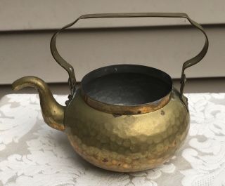 Vintage Hammered Copper Kettle Tea Pot Patina
