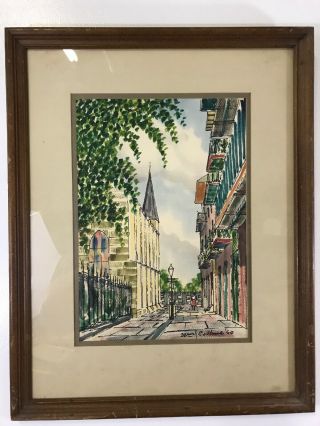 William Collins Artist Watercolor Of Orleans Street Dated 1960 (d)