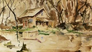 Southern Swamp Scene Watercolor by Listed Artist,  Walter Groombride 2