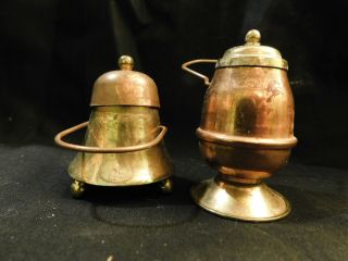 Dollhouse Miniature Copper Brass Pots Buckets W/ Lids 2 1/4 " Tall