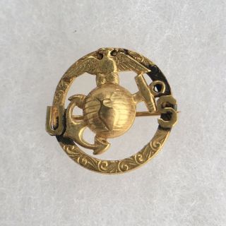 Wwii Usmc Sweetheart Jewelry Pin Eagle Anchor Globe Gold
