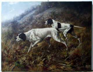 Antique 19th C.  Oil Painting C.  L.  Van Vrendenburgh Listed Artist.  Hound Dogs.