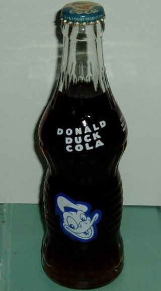 Figural 1952 Donald Duck Cola/soda Bottle With Donald Duck Cap Full