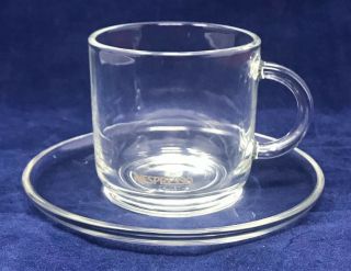 Nespresso Glass Espresso Mug Cup Saucer Set Clear Konstantin France