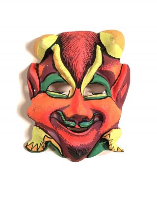 1960s Vtg Ben Cooper Plastic Red Devil Satan Halloween Mask Monster Classic Rare