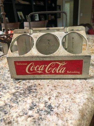 Vintage 1950 ' s Coca - Cola Aluminum Metal 6 - Pack Bottle Carrier Drink Holder 2