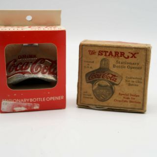 2 Vintage Starr " X " Wall Stationary Bottle Opener / Drink Coca Cola Memorabilia