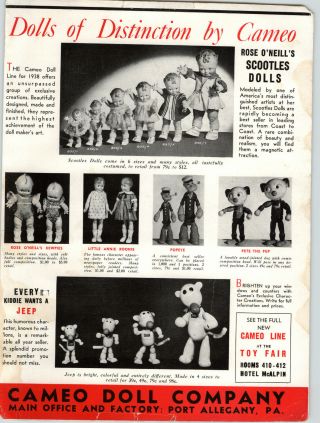 1938 Paper Ad Cameo Doll Rose O 