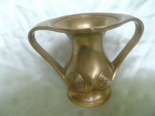Vintage Heavy Brass Pedestal Urn Vase Trophy Style Deco Double Handles