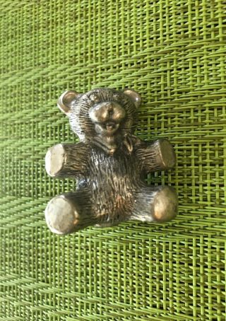 Vintage Pewter Teddy Bear Tiny Mini Sized Collectible Miniature Figure