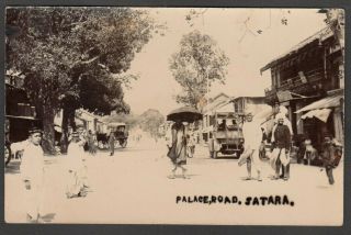 Postcard Satara In Maharashtra India Early View Of Locals In Palace Road Rp