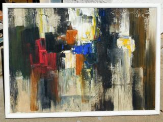 Vintage Abstract Oil/canvas Signed 1963,  Mystery Artist 20 X 28