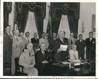 1945 Press Photo President Harry S.  Truman Announcing Japanese Wwii Surrender