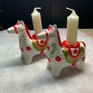 Vintage 1961 Holt Howard 2 Pc Christmas Horse Figurine Candle Holders