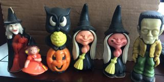 Vintage Wizard Air Freshener Wax Halloween Pumpkin Witch Frankenstein Girl