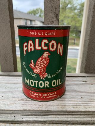 Vintage Falcon Quart Oil Can Empty Metal