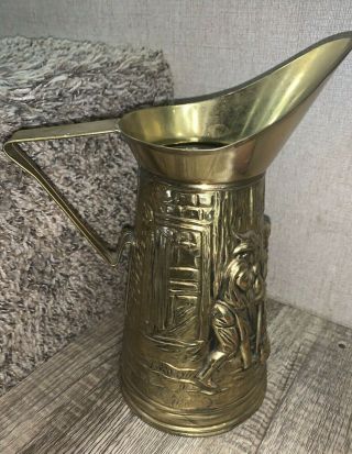 Vintage Brass Pitcher Made In England Stamped English Pub Scene