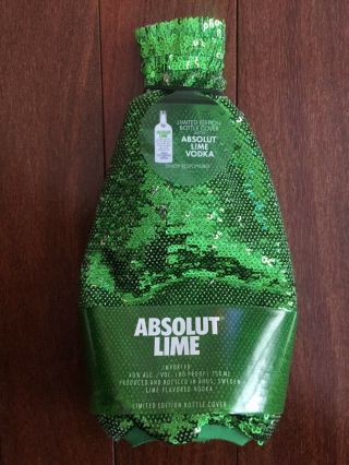 Absolut Lime Vodka Limited Edition Bottle Cover 750 Ml Green Silver Sequins