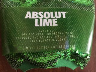 ABSOLUT Lime Vodka Limited Edition Bottle Cover 750 ml Green Silver Sequins 2