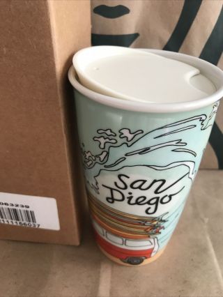 Starbucks Coffee San Diego Ceramic Cup Travel Tumbler Mug Nib
